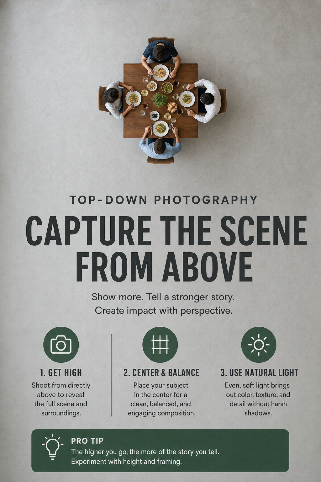 top-down ultra-wide hyper-realistic shot real people AI image prompt example