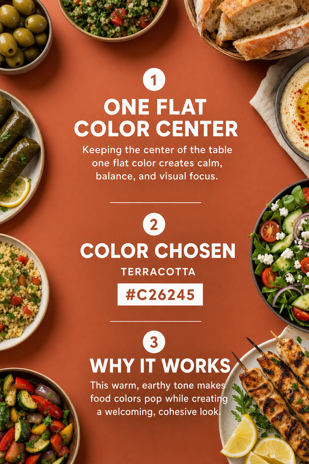center table flat color exact hex AI image prompt example