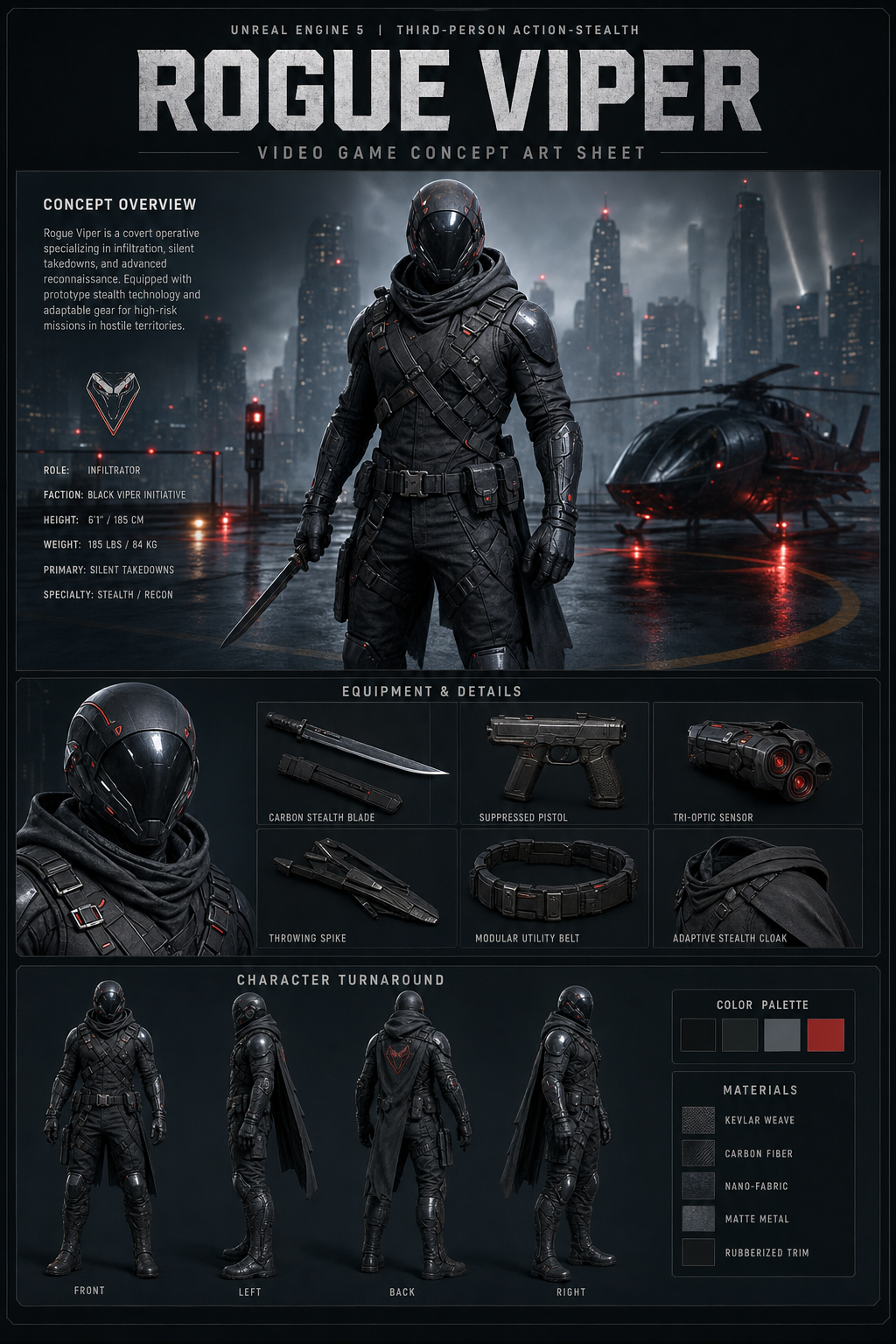 rogue viper video game concept art AI image prompt example