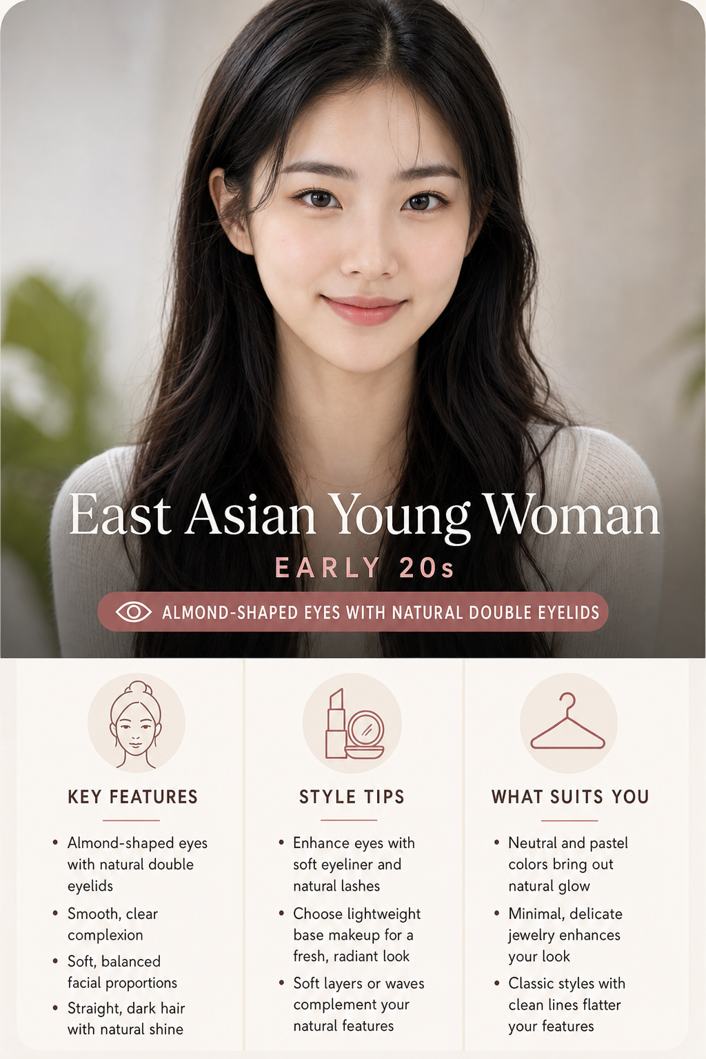 east asian young woman her early AI image prompt example