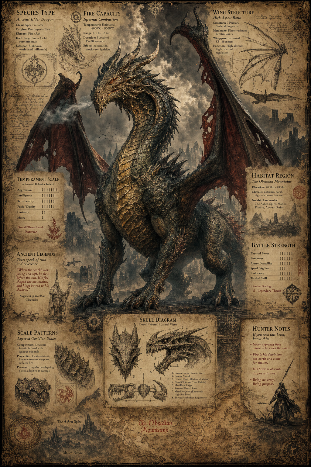 massive hyper realistic dragon standing proudly AI image prompt example