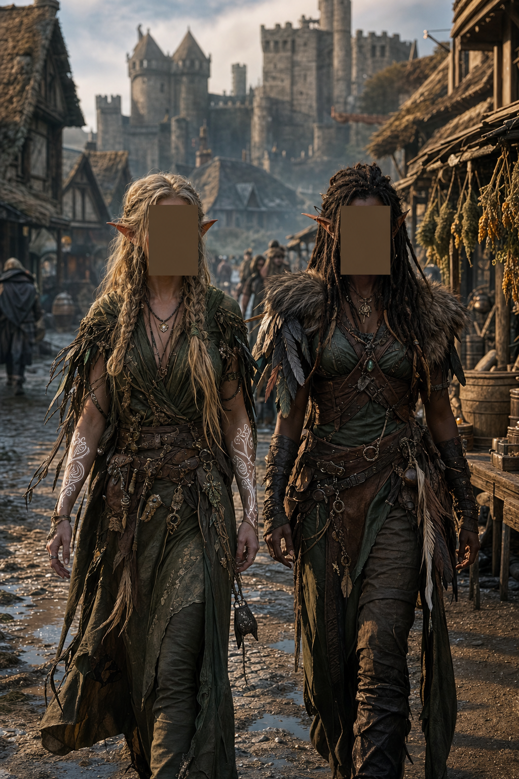 cinematic dark-fantasy medieval street scene ultra-realistic AI image prompt example