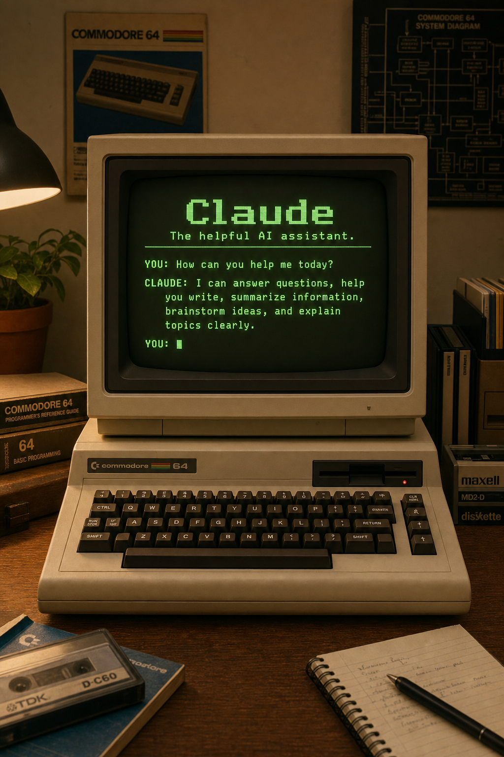 center composition beige 1980s crt home AI image prompt example